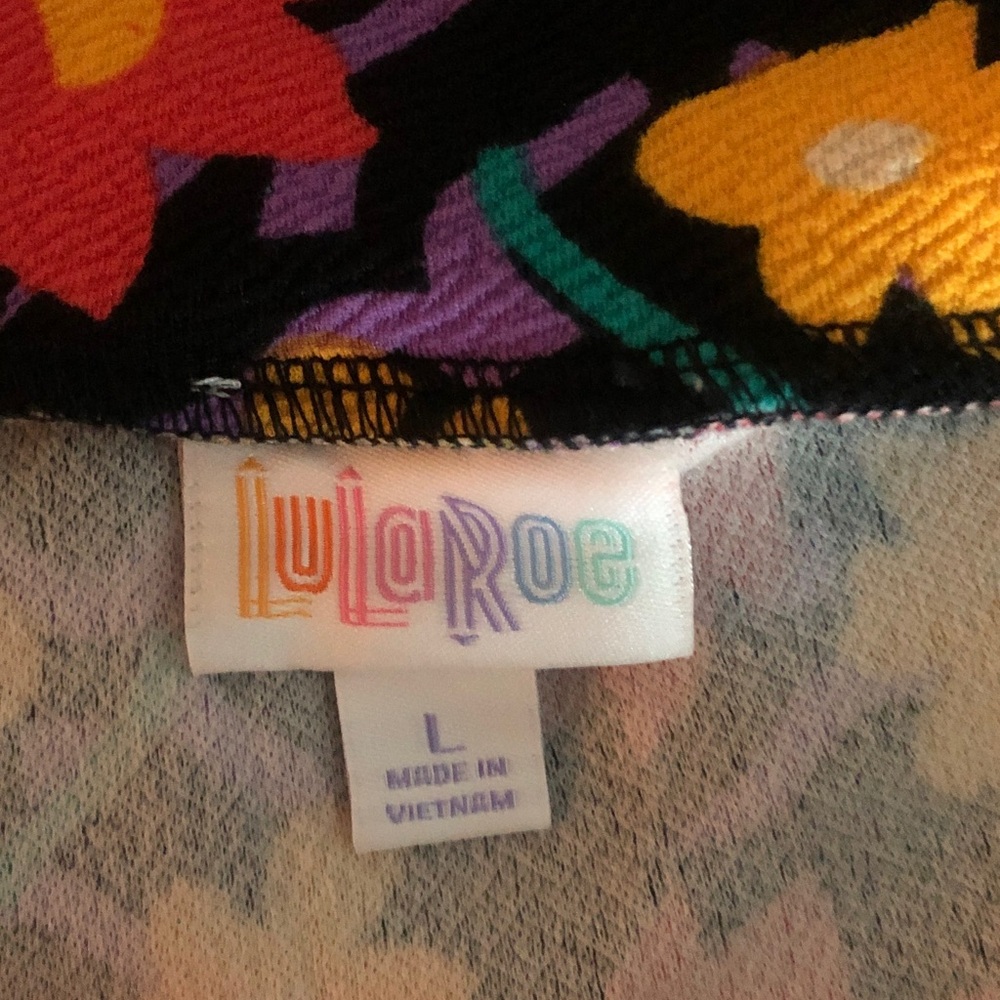 LuLaRoe size large Vibrant Floral Skirt Yellow Purple - Picture 3 of 3